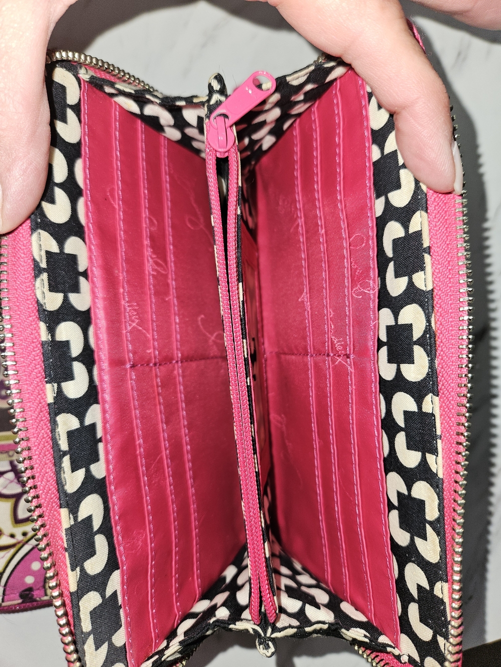 Vera Bradley Pink Solid and Purple Floral Zip Wallet Duo - Picture 6 of 6